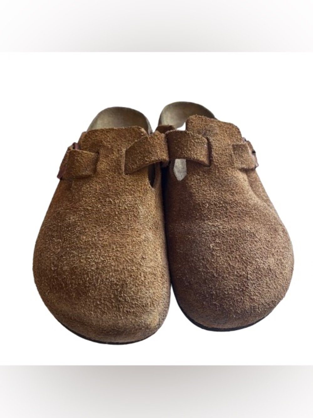 Birkenstock Boston Brown Suede Leather Soft Footbed Mule Clogs Size 38